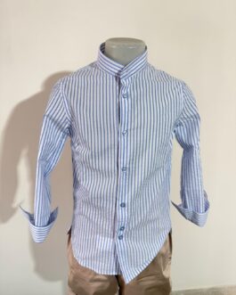 CAMICIA A RIGHE CELESTE