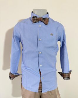 CAMICIA CELESTE -PAPILLON A QUADRI
