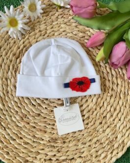 CAPPELLINO SARTORIA DEI PICCOLI RICAMO FIORE ROSSO