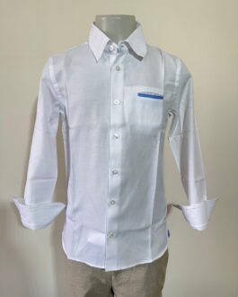 CAMICIA BIANCA-TASCHINO CELESTE