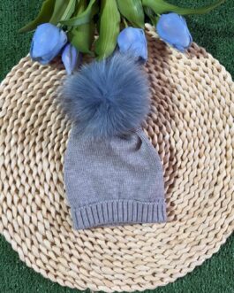 AUTUNNO/INVERNO CAPPELLINO I DELFI IN MAGLIA GRIGIA CON PONPON