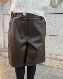 BERMUDA ECOPELLE MARRONE/NERO