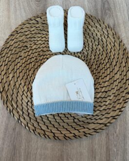 SET SCARPINE E CAPPELLINO BIACO E CELESTE I&M