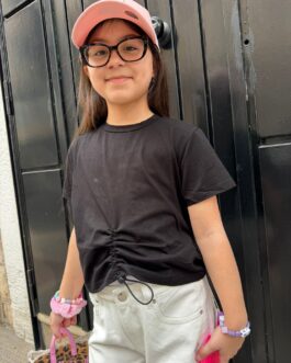 T-SHIRT NERA CON COULISSE REGOLABILE