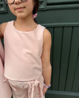 TOP SMANICATO ELEGANTE ROSA PASTELLO