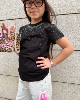 T-SHIRT NERA CON STRASS