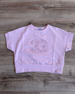 T-SHIRT CON LOGO GIOIELLO JOBILLA ROSA/MARRONE