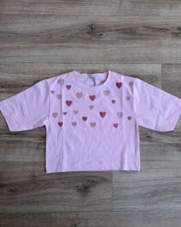 T-SHIRT ROSA CON DETTAGLIO CUORI JOBILLA