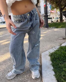 DENIM LAVAGGIO CHIARO CON STRASS