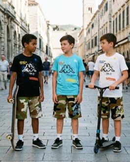 COMPLETO DUE PEZZI KAPPA T-SHIRT E SHORTS CAMOUFLAGE