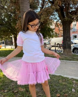 Completo bambina rosa con gonna tutu in tulle